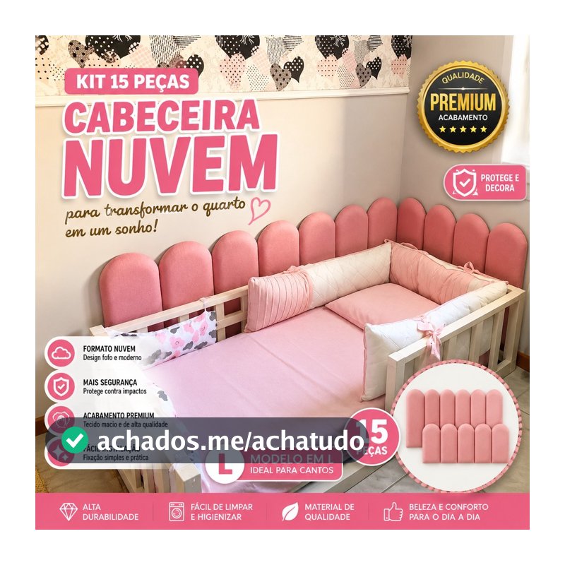KIT 15 PLACAS PARA CABECEIRA NUVEM DE CAMA DE SOLTEIRO EM L MODULAR