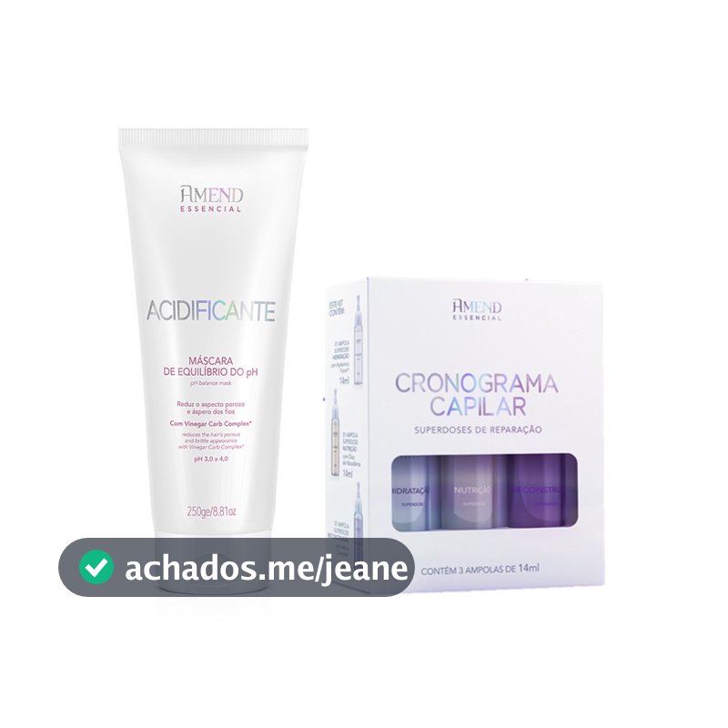 Amend KIT Cronograma Capilar 3 Ampolas de 14ml + Máscara Acidificante Equilíbrio do PH 250g