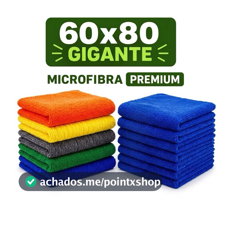 Pano Microfibra Premium 80x60cm Multiuso Alta Absorção Limpeza Casa Carro Vidros 3 Panos