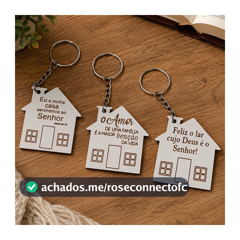 Kit Chaveiros 10/30/50/80 Casinha Versículos Bíblico MDF Com Frase Lembrancinha Cristã Religiosa