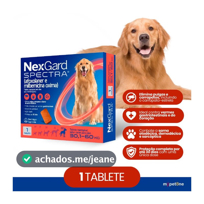 NexGard Spectra para Cães de 30,1 a 60 Kg - 1 Tablete