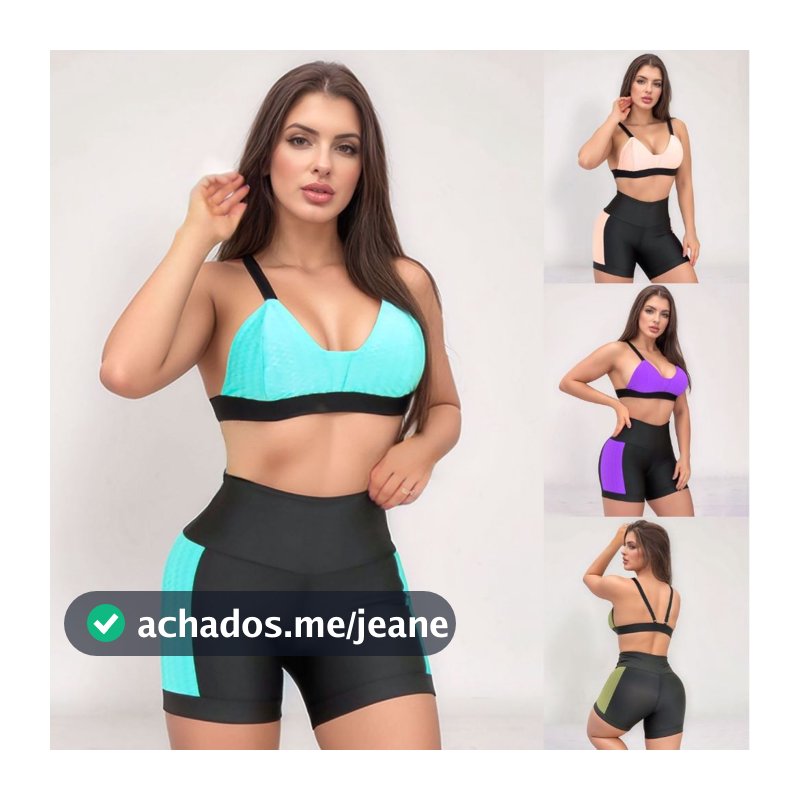 Conjunto Treino Academia Versátil Casual Feminino Top Poliamida Zig Short Recortes Laterais Oferta