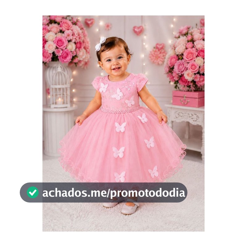 Vestido Festa Infantil C/ Aplique Borboletas Luxo - Várias Cores - 1.2.3.4