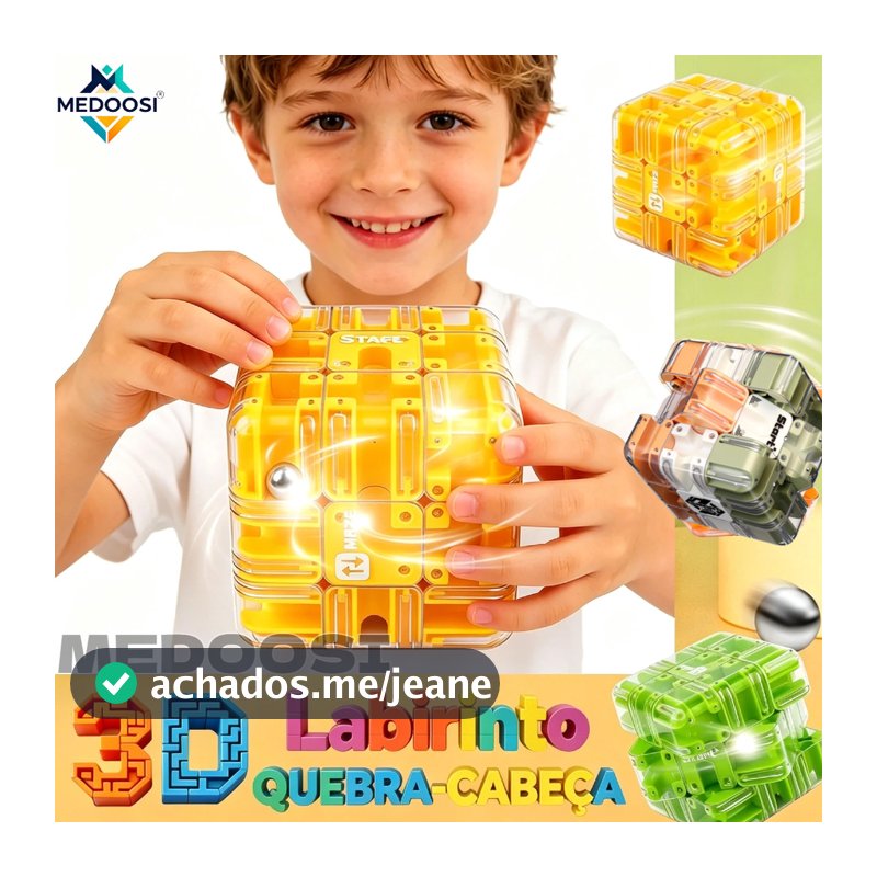 MEDOOSI Cubo Mágico 3D Labirinto Montessori  | Jogo e Brinquedo Educativo para Crianças e Infantil, Brinquedo Pedagógico