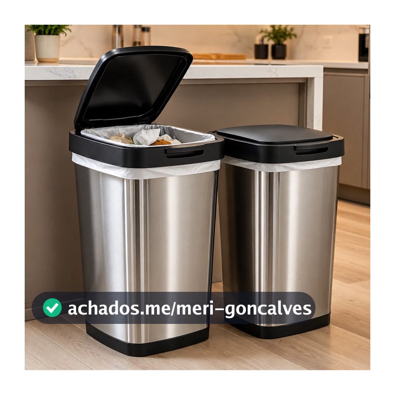 Jogo De Lixeira Inox 9L Tampa Click para Cozinha Banheiro | 1 ou Kit 2 Unidades Moderna Premium