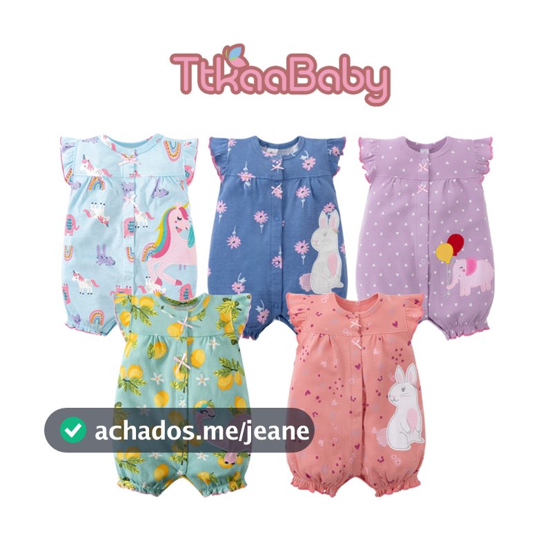 Roupas De Bebê Recém-Nascido Infantil Macacão Meninas Manga Curta Confortável Algodão Bonito Unicórnio Animal Impresso