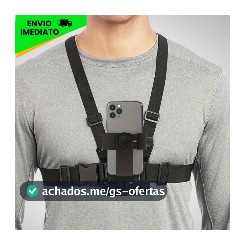 Suporte de Peito Para Celular e Gopro Peitoral Peito ajustável Câmera Esportivo Moto Bike 1408