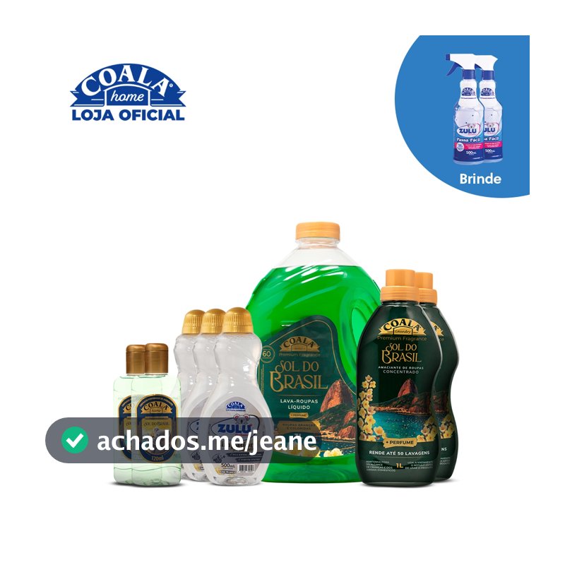 Kit Coala Mega Limpeza Perfumada Sol do Brasil - 8 itens + Brinde 2 Passa Fácil Zulu Perfumes