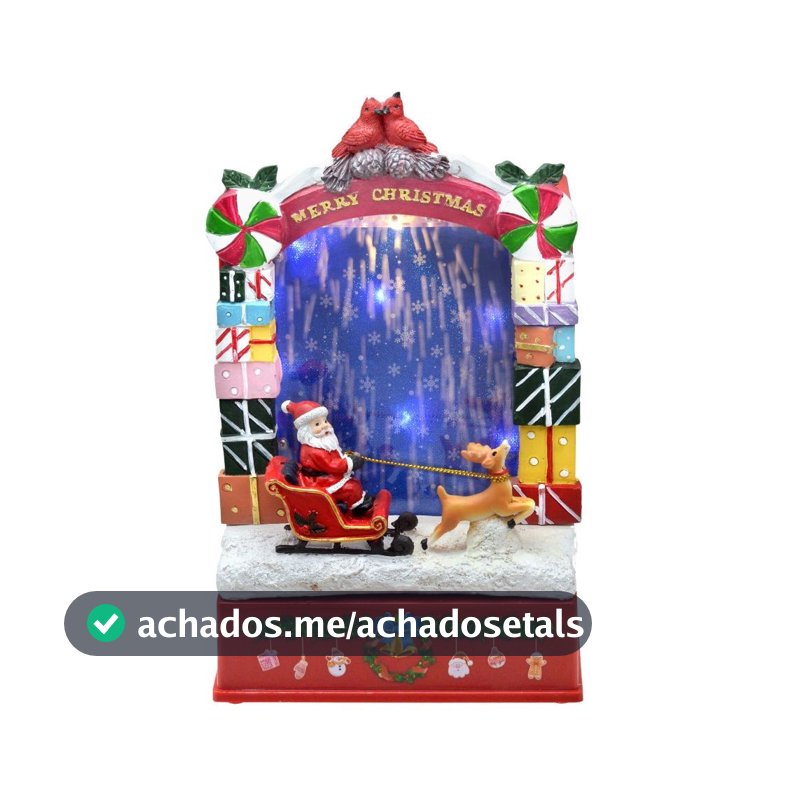Cenário Casa Enfeite Natal Papai Noel Trenó Com Luz Som E Movimento Decoração Mesa Estante Rack Sala Quarto Escritório