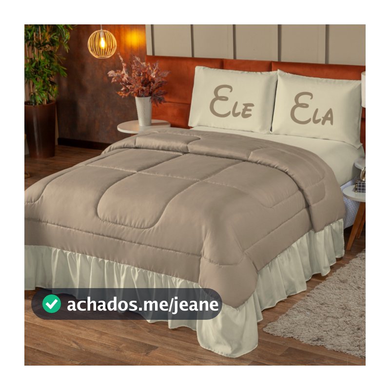 Colcha de Cama Casal/Queen ELE E ELA Queen 3 Peças