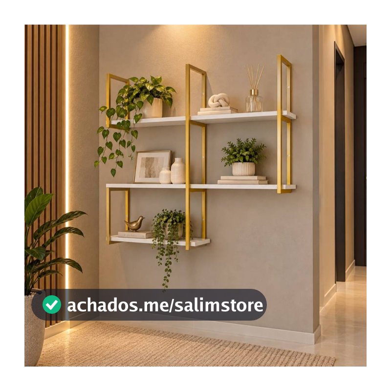 Nicho Prateleira Grande Resistente 1m x 84cm Dourada