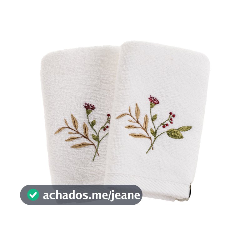Jogo com 2 Toalhas de Lavabo para Mãos e Rosto 100% Algodão Com Bordado 500g/m² Karsten