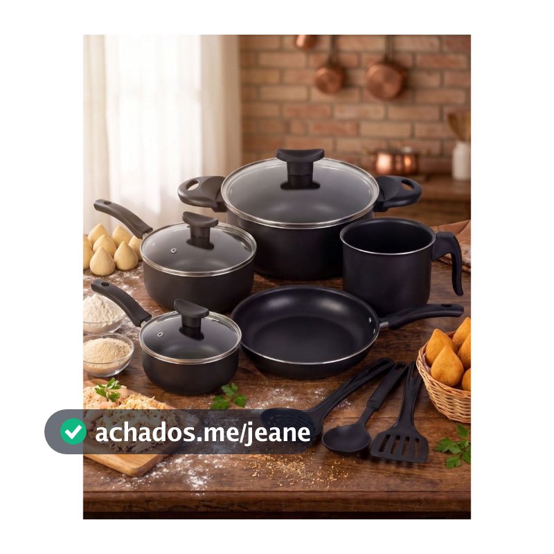 Jogo de Panelas Antiaderente - 8 Peças - Cereja ou Preto