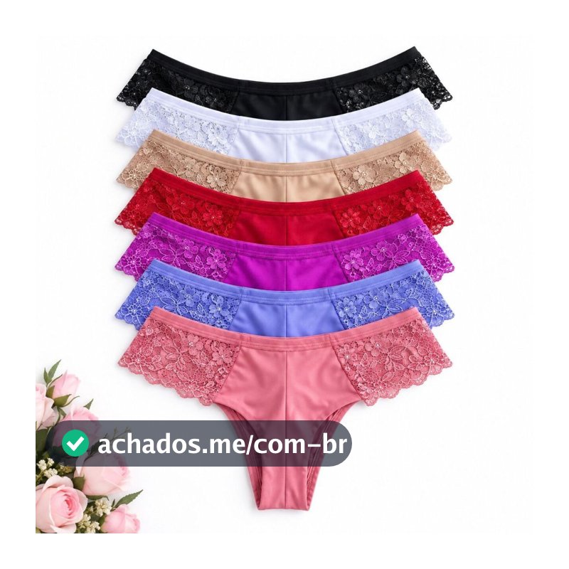 Kit Calcinha Fio Duplo c/ Renda Lateral Lingerie Feminina Conforto