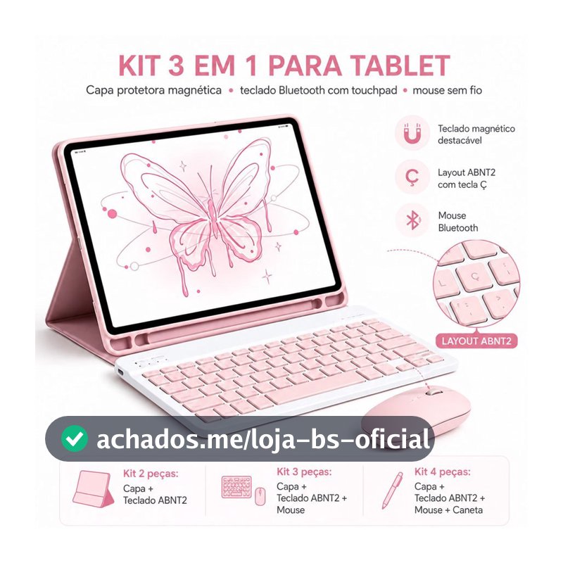 Capa Para Samsung S10 Lite/S10FE / S6 Lite / S10 FE+ / Redmi Pad 2 11"/SE 11"/ A11+/A9+/ Com Abnt2 Teclado Com Ç E Mouse