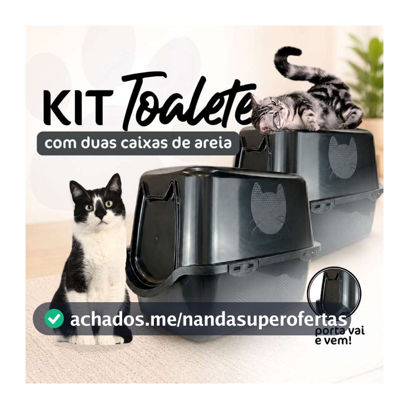 Kit 2 Caixa Areia Fechada Banheiro Toalete Sanitário Gato Antiodor