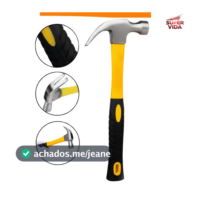 Martelo Unha Reta 23/27MM Aço Função dupla: martelar pregos e extraí-los com a ponta de unha reta