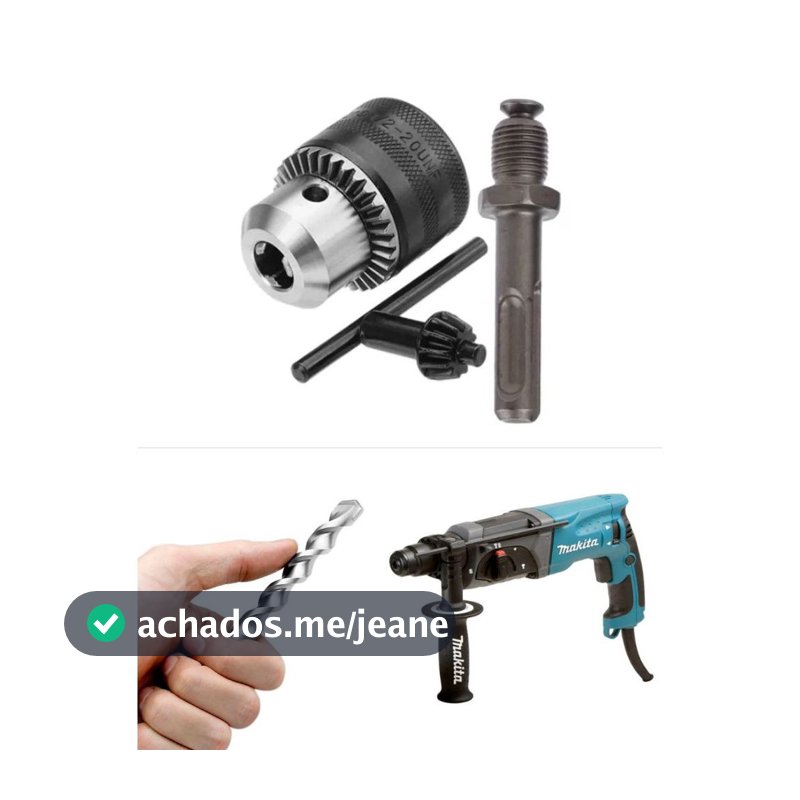 Mandril Para Furadeira + Adaptador Sds Martelete Engate Rápido Dewalt Makita Bosh Tramontina Vonder