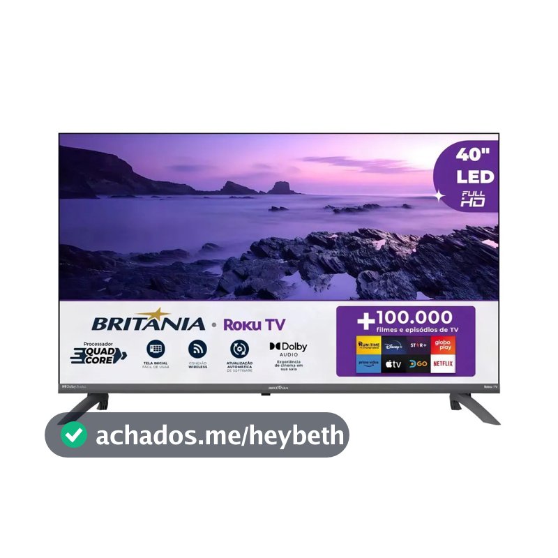 Smart TV 40” Britânia B40CRA Full HD Wi-Fi HDMI USB Conversor Digital