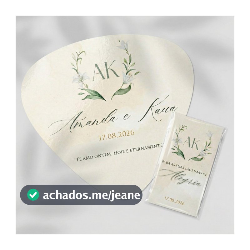 Kit 120 Unidades Lágrima de Alegria e Ventarola Leque Abanador Casamento Personalizado Minimalista  | Até 120 Unidades