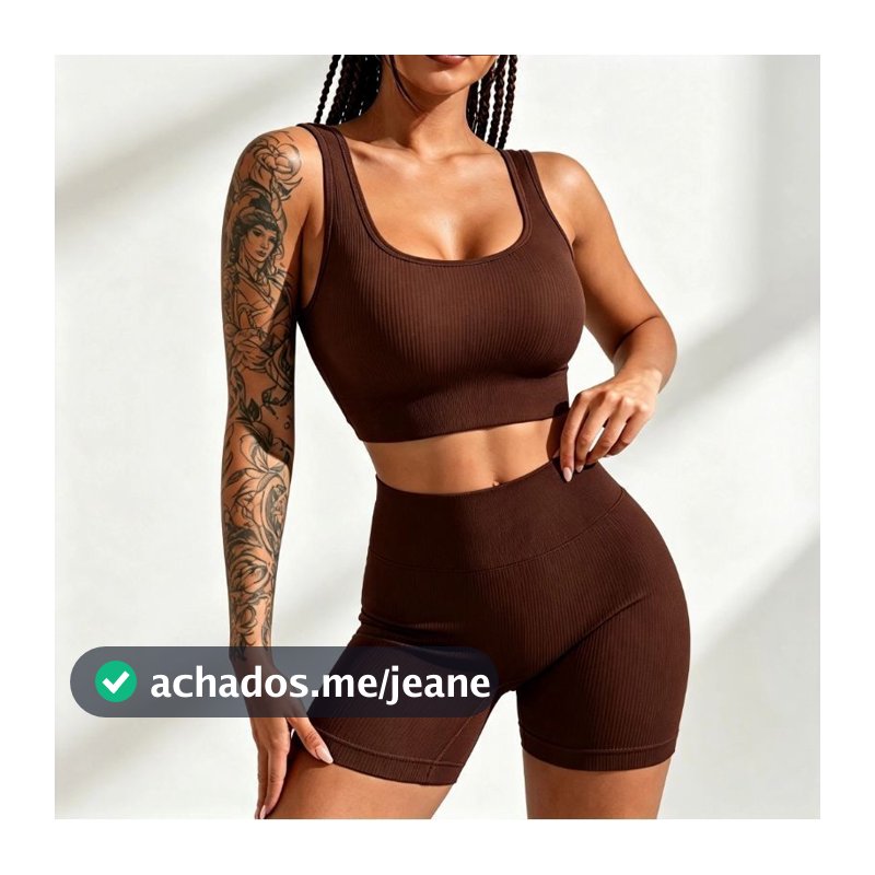 Conjunto de Academia Canelado Fitness Feminino Cintura Alta Sem Costura Cós Alto Confortável para Treinos e  Dia a Dia