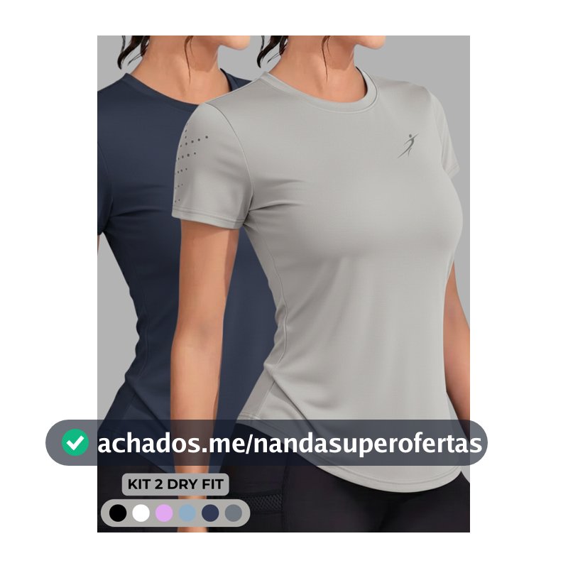 Kit 2 Camisetas Dry Fit Feminina Academia Fitness Esportiva Caminhada Corrida Treino Proteção UV