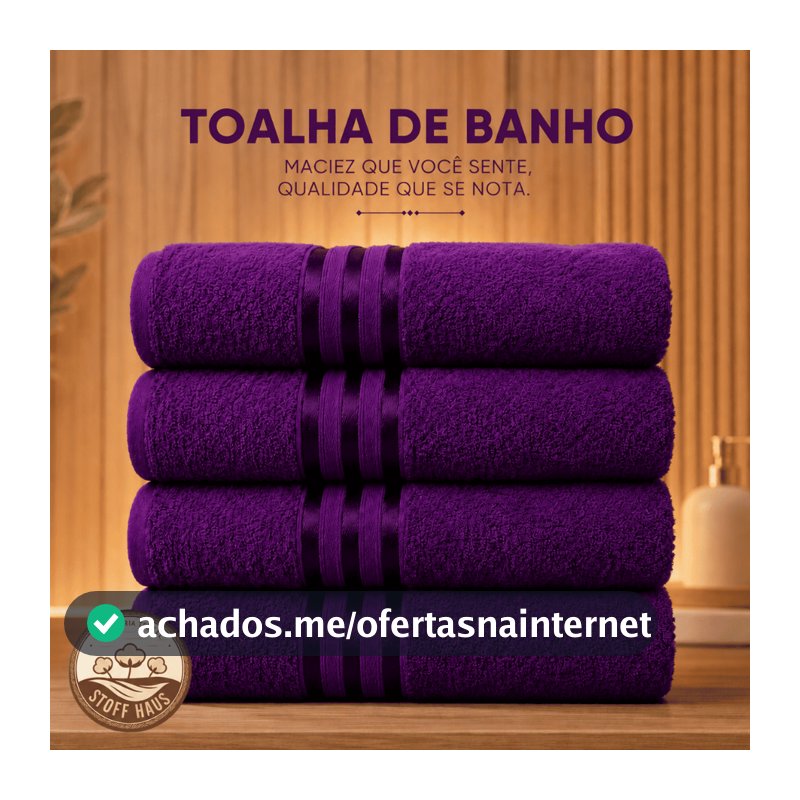 Kit 4 / 2 Toalha Banho Básica 100% Algodão 4 ou 2 Unidades Macia Confort Toque Macio Cores Sortidas