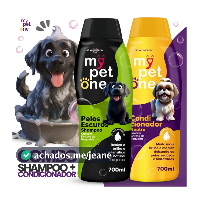 Shampoo Premium 700 mL Pêlos Escuros e Condicionador Cães e Gatos Mypetone
