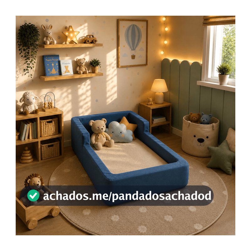 Cama Montessoriana Infantil Estofada com Proteção Lateral 100% Espuma D28 Conforto e Segurança Premium