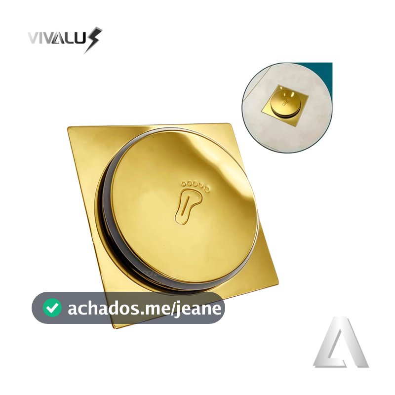 Ralo  Inteligente 10x10 15X15Cm Quadrado Dourado Preto Cromado Ralo Inox Anti Odor Moderno