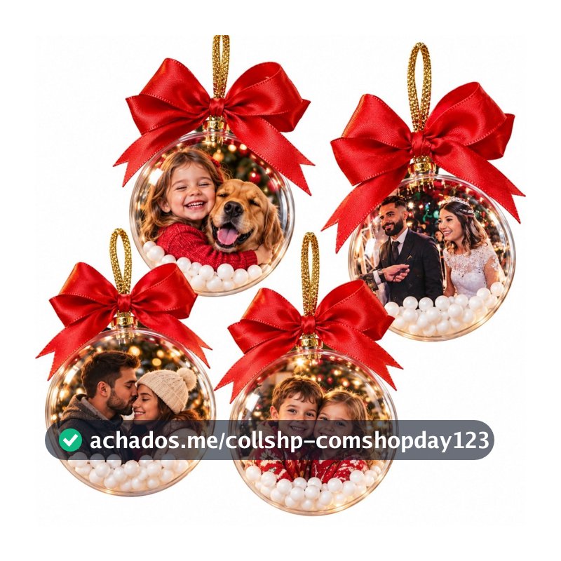 Kit Bola De Natal Personalizada Com Foto Enfeite Arvore Natalina Final De Ano Presente Lembrancinha