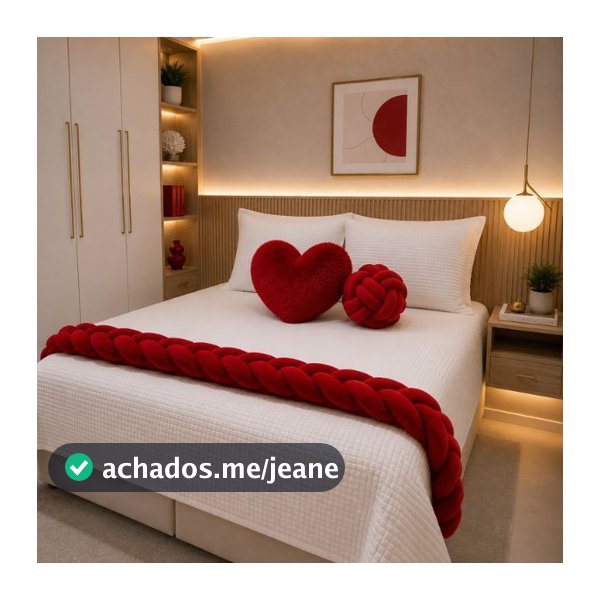 Kit 3 Peças Peseira Trança + Almofada Nó + Almofada Coração em Pelúcia