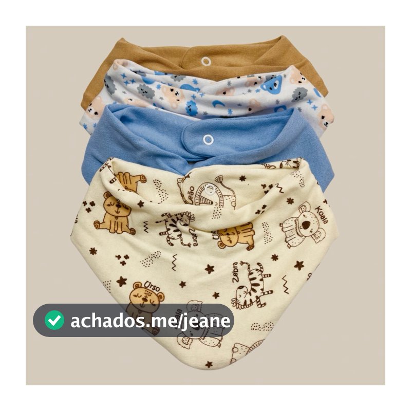 Kit Babador Bandana 5 Peças Estampado e Misto Bebê Tecido Duplo  Algodão Enxoval