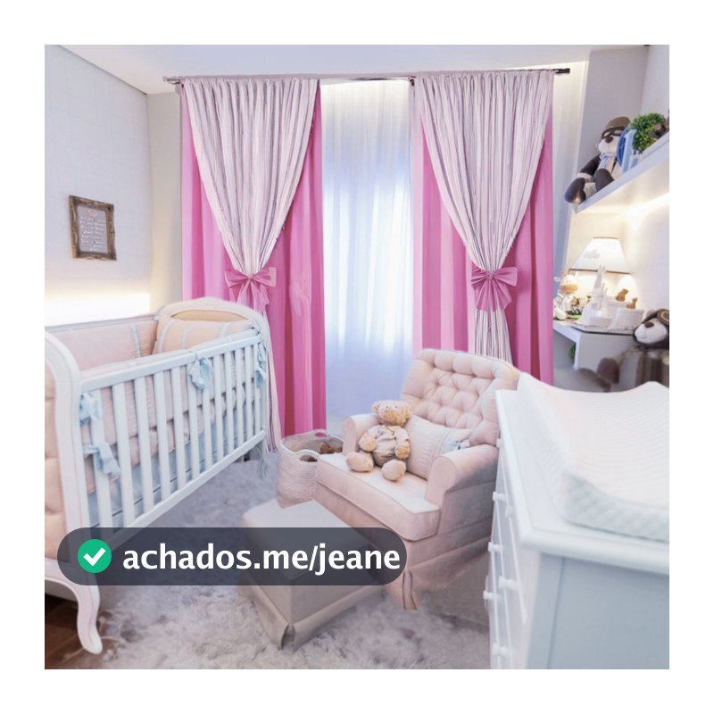 Cortina Clássica Quarto Infantil Xales Duplo Com Detalhes Em Laço 1,80m Altura x 3,00 m Largura Menina e Menino