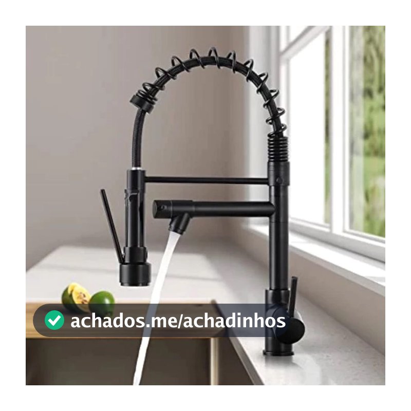 Torneira Cozinha Gourmet Monocomando Com Spray Extensor-Preto
