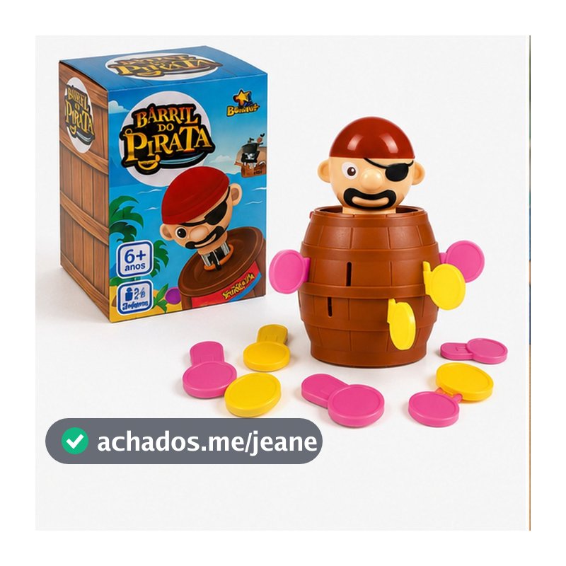 Brinquedo Pula Pirata com Barril e Espadas – Jogo Divertido para Crianças