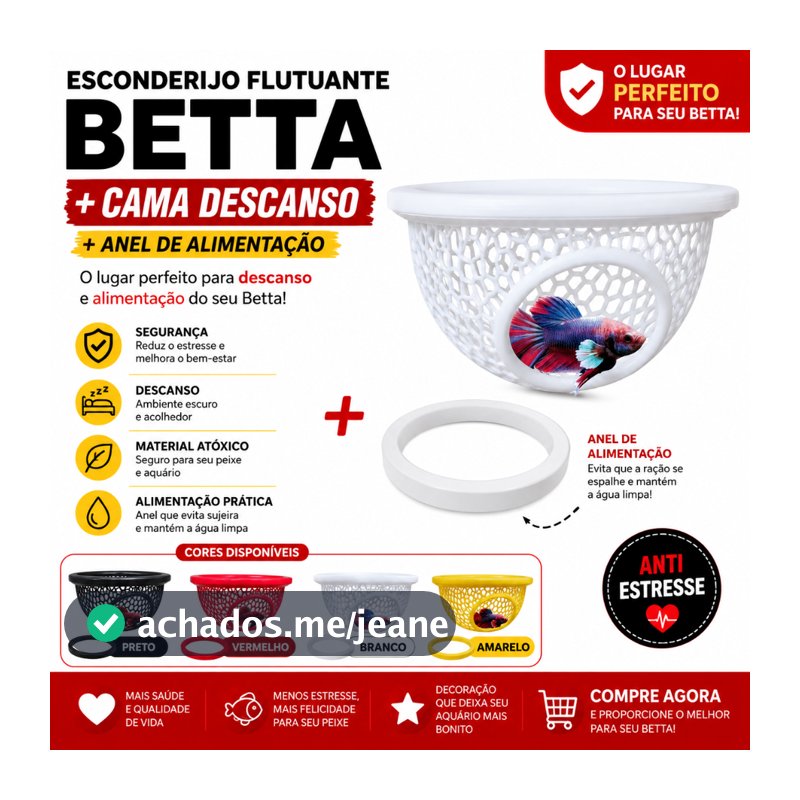 Cama Esconderijo Betta Aquário + Anel Alimentação Flutuante Peixe