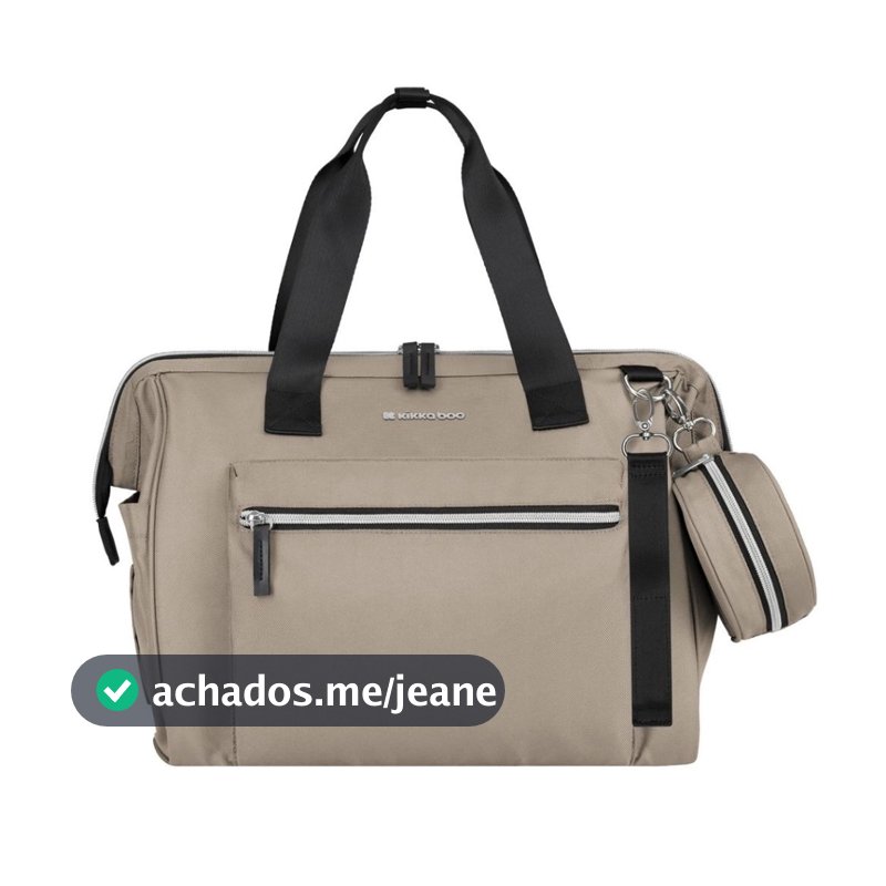 Bolsa Maternidade Grande Com Trocador Ombreira e Alça Para Mala Maxi Beige Kikkaboo