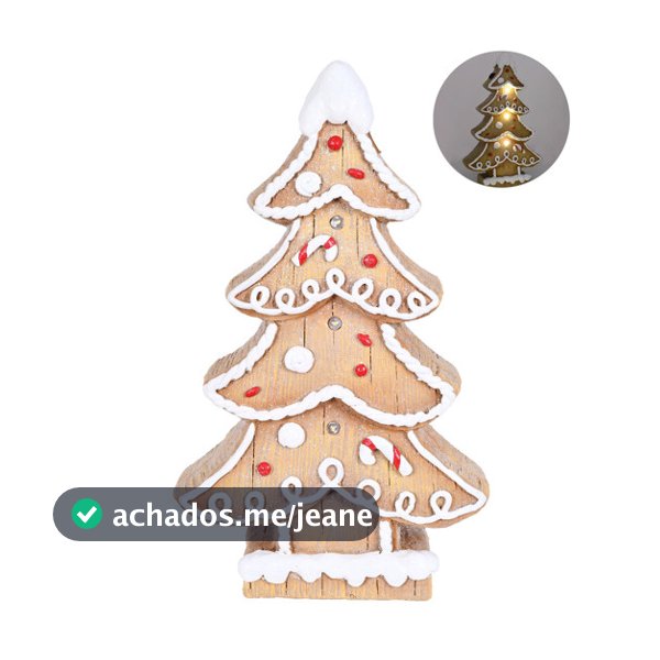 ÁRVORE DE NATAL DECORAÇÃO CANDY GINGER RESINA LED 40CM