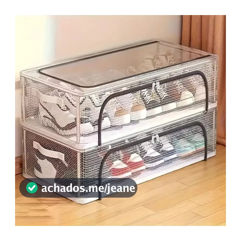 Kit 2 Unidades Caixa Organizadora para Sapatos Empilhável Janela Transparente PVC Protege Contra Poeira Para Tênis e