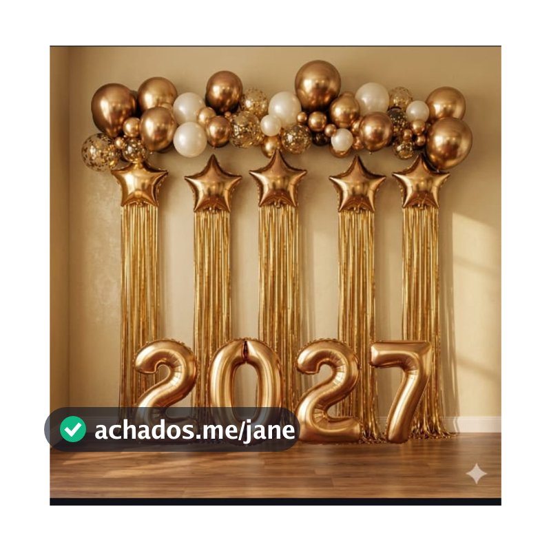 Balão Ano Novo / Réveillon / Metalizado com franja e numero de 70 cm