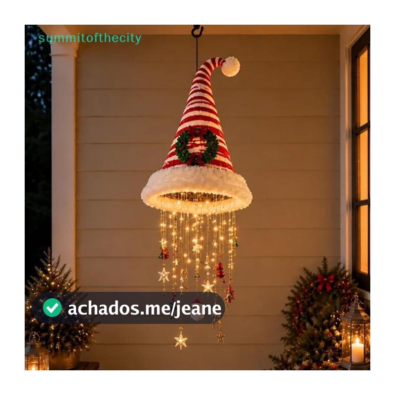 Lustre Suspenso Com Chapéu De Papai Noel Iluminado , 5 Estilos , À Prova D'água , Quente , LED , Luz De Corda De Natal P