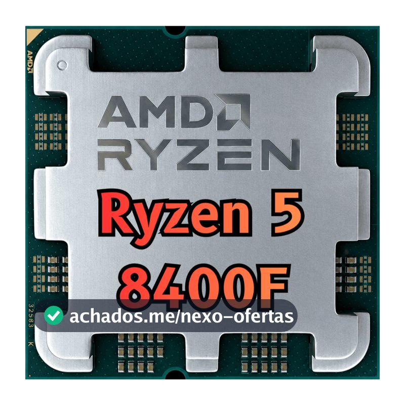 Processador AMD Ryzen 5 8400F, 4.2 GHz (4.7 GHz Max Turbo), Cache 22MB, 6 Núcleos, 12 Threads, AM5, Sem Vídeo Integrado