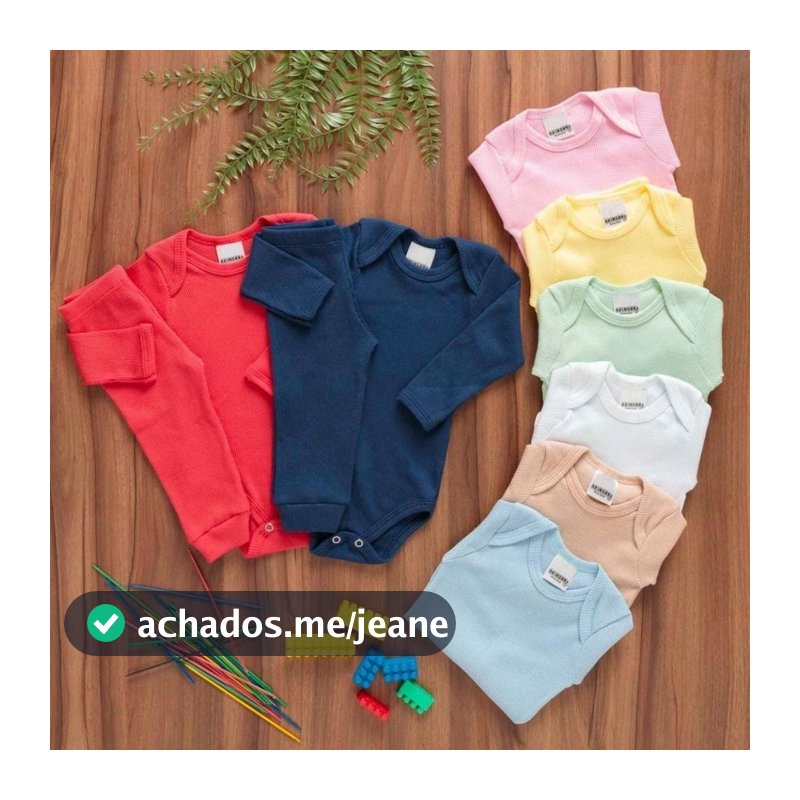 Kit 4 Peças Bebê Pagão Canelado Longo 100% Algodão 2 Body 2 Calças