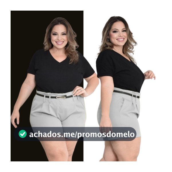 Short Feminino Alfaiataria Social Plus Size cintura alta com bolso tendência Promoção