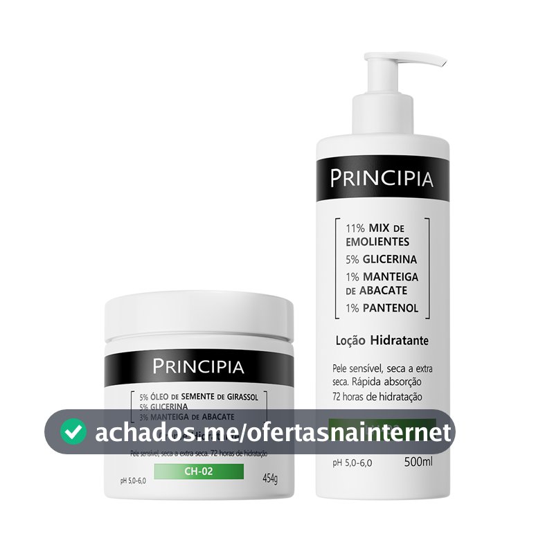 Principia Kit Hidratação Corporal Dupla c/ Loção Hidratante LH-02 500ml + Creme Hidratante CH-02 454g
