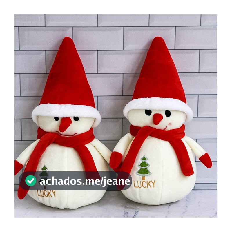 Kit 2 Bonecos de Neve Pelúcia 22cm Urso Enfeite Natal Decoração Presente Natalino Casa Árvore