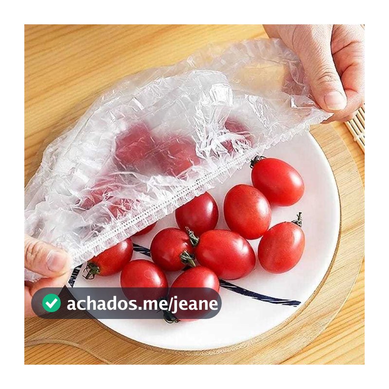 (100PCS) Toucas Saquinhos Descartáveis Plásticos Tampas de alimento Elásticos