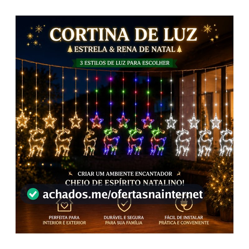 3M Bivolt 110V–220V Cortina de Luz Natal Estrela 5 Pontas, Pisca-pisca LED, Quintal KL-511