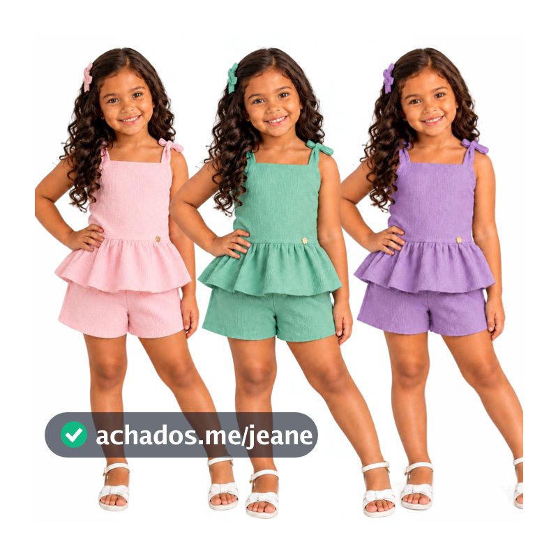 Conjunto Premium Infantil Menina Verão Blusa com Alça + Short Moda Blogueirinha 2026/2027